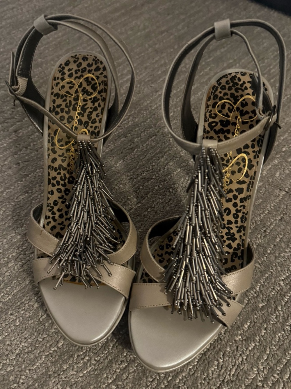 Jessica Simpson Champagne Metallic Strappy High Heel Sandals - Picture 4 of 9